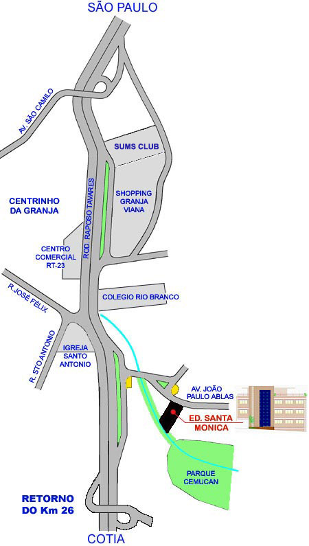 Mapa de localização do Edifício Santa Mônica em Cotia