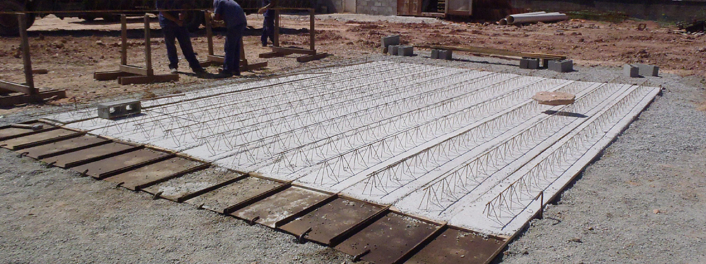 pré-moldados fabricados no canteiro de obras
